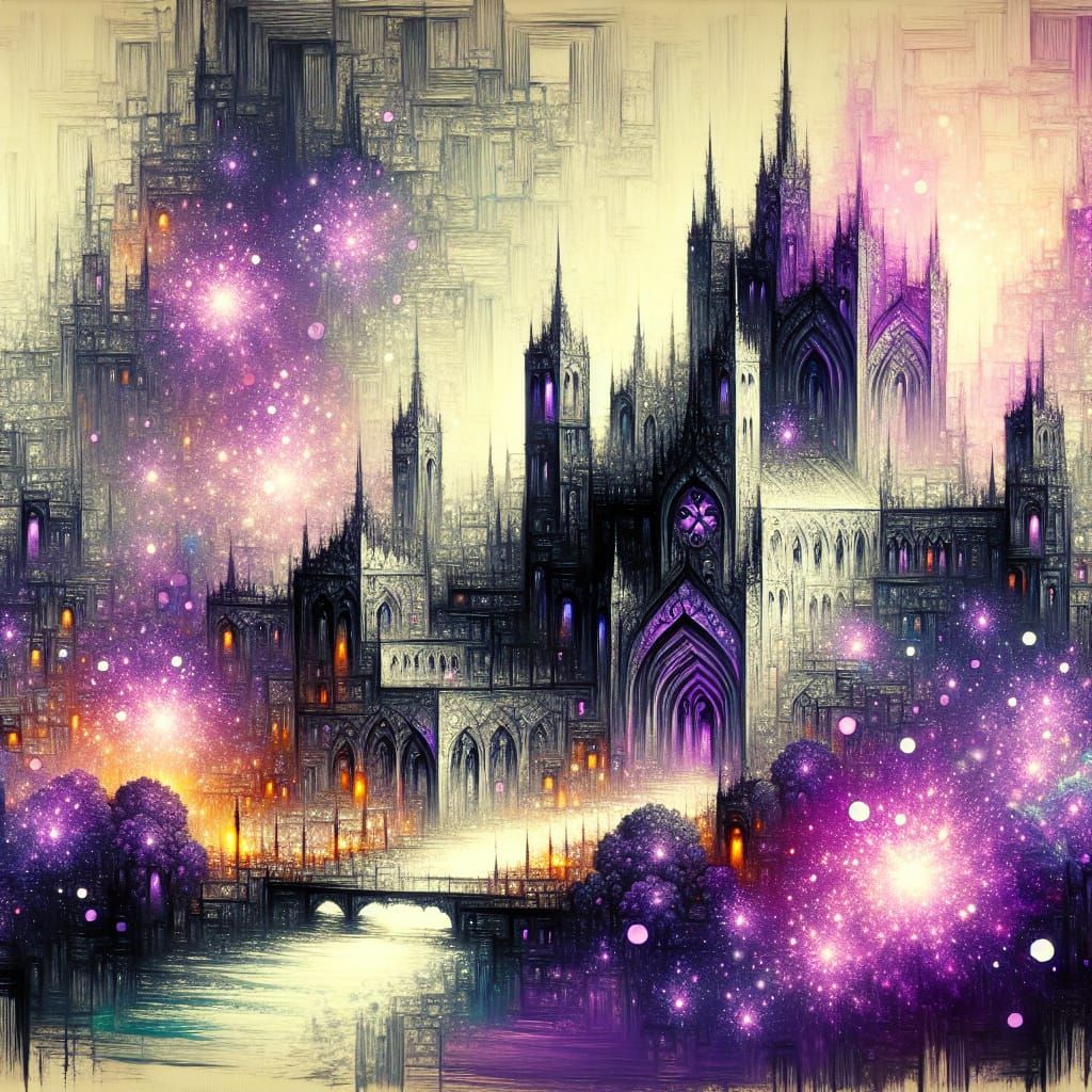 The greenish sky glows up in misty reds,      The purple sha...
