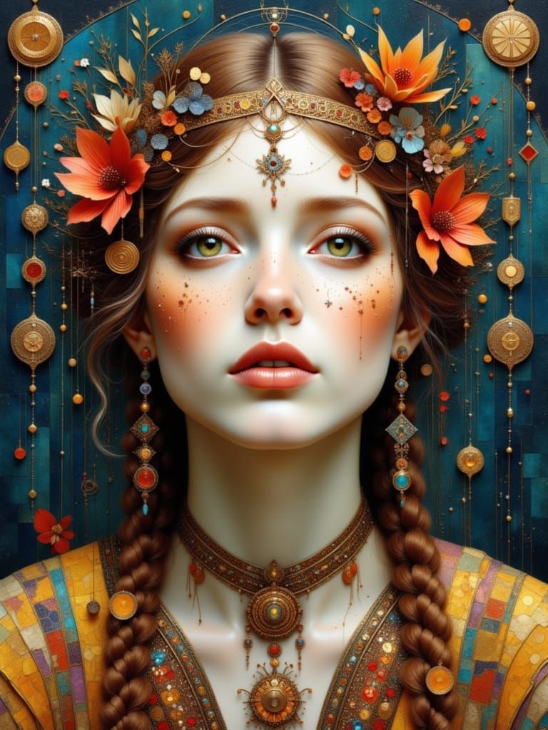 Ethereal Norwegian Woman in Folk Attire