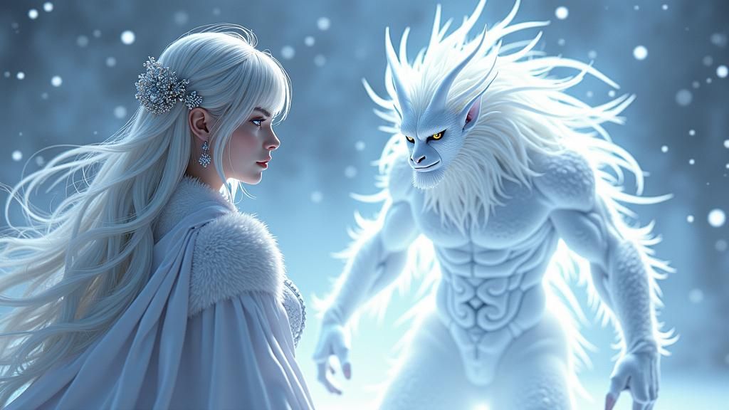 Icy Queen Summons White Devil in 3D Anime Art