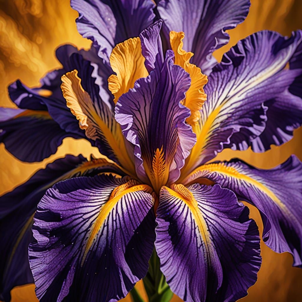 Purple Iris in Full Bloom: Macro Photography