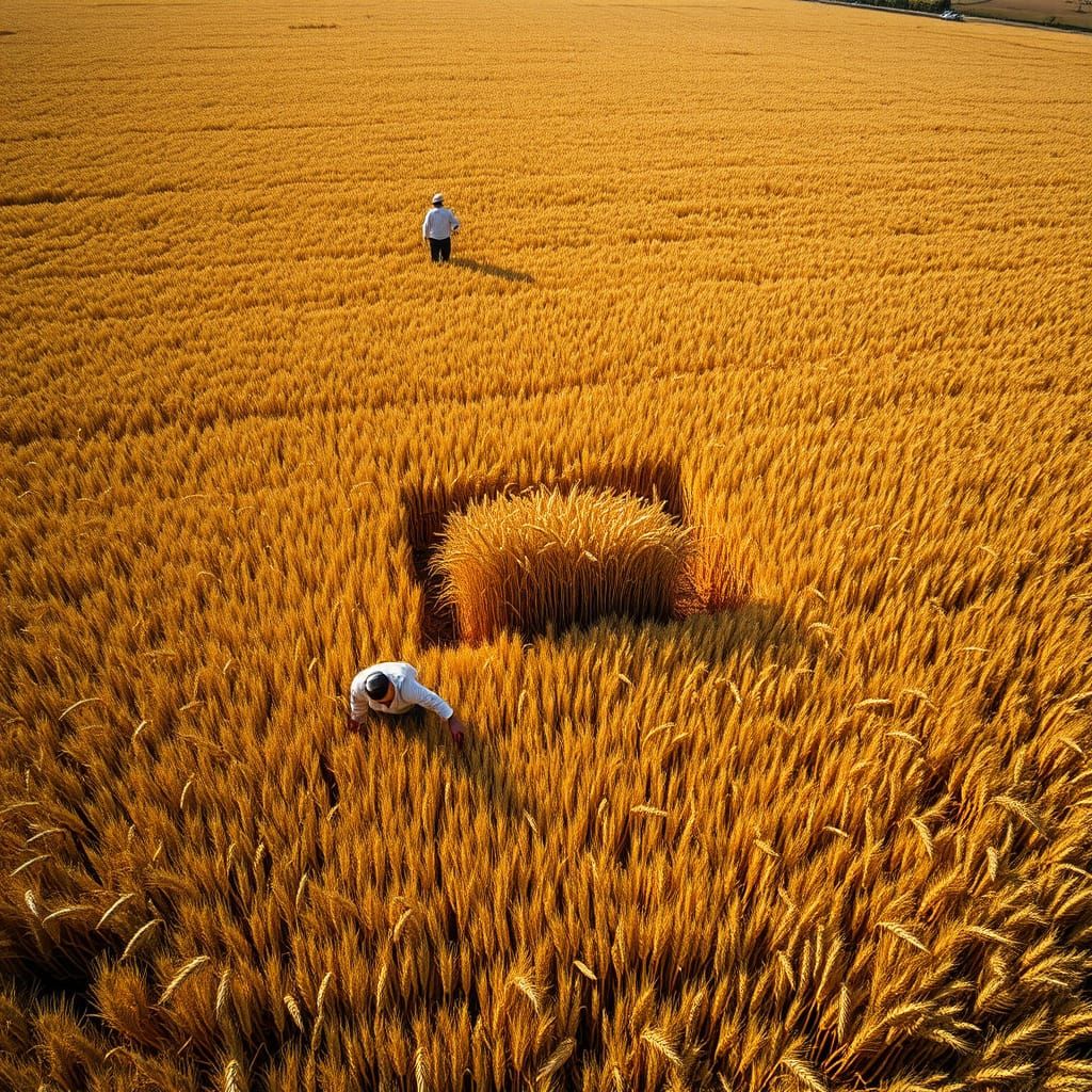 Golden Wheat Field with Unharvested Corner, Traditional Jewi...