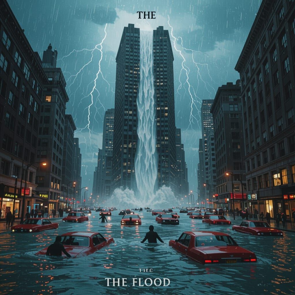 Surreal Tarot Card Scene: Manhattan Flood