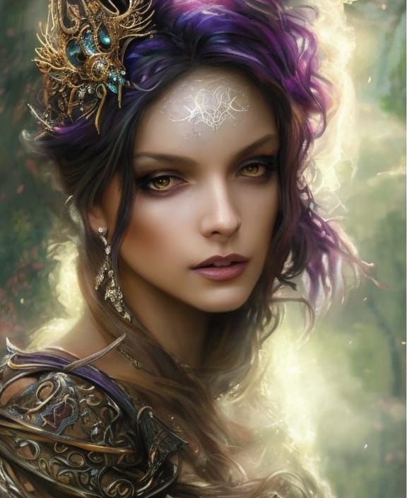 Beautiful Witch of the Wilds Casting Magic Spell