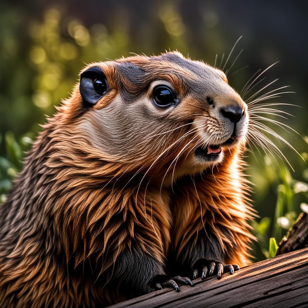 Hyperrealistic Woodchuck Chucking Wood: An AI Rendering