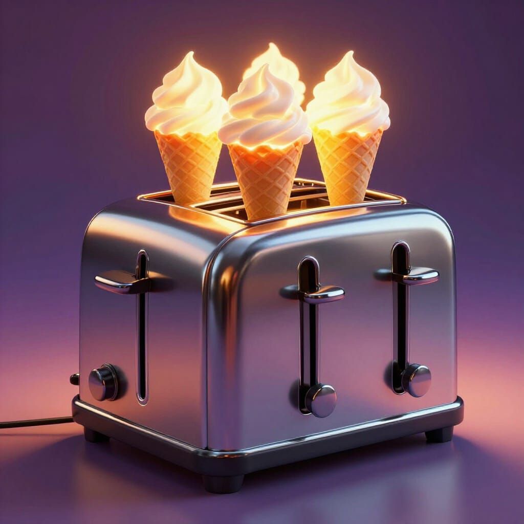 Art Deco Chrome Toaster with Ice Cream Cones