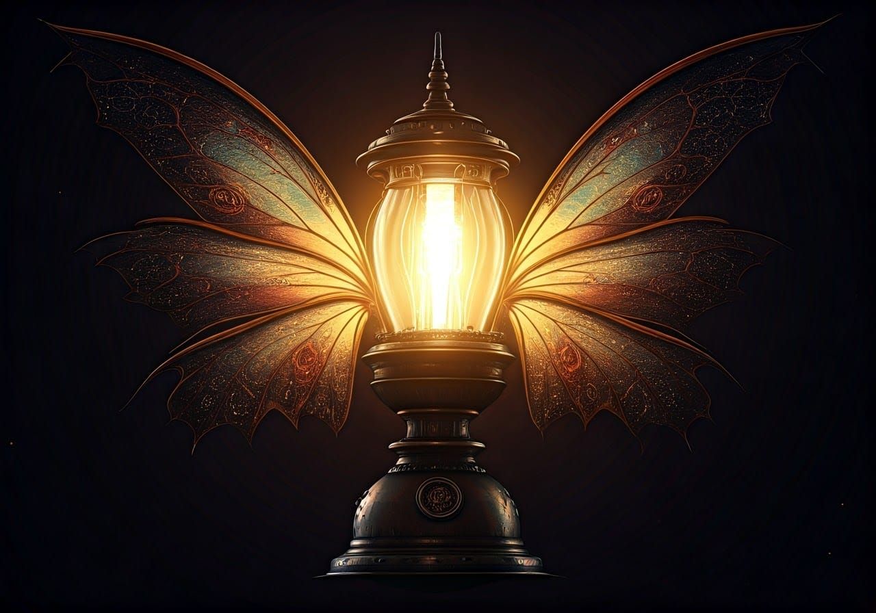Steampunk Fairy Scene Lamp in Hyper-Realism