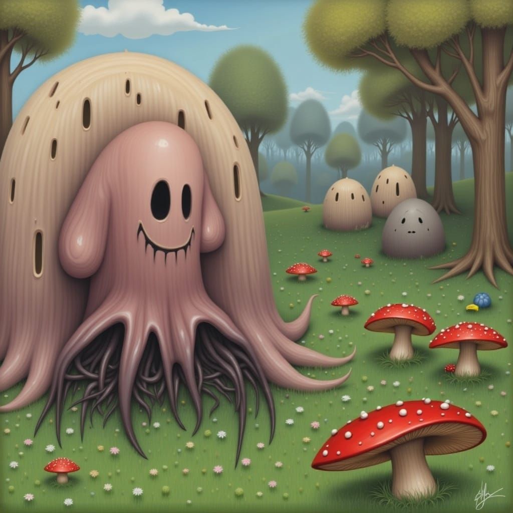 Giant Spider Mushroom Hybrid Hunting Prey