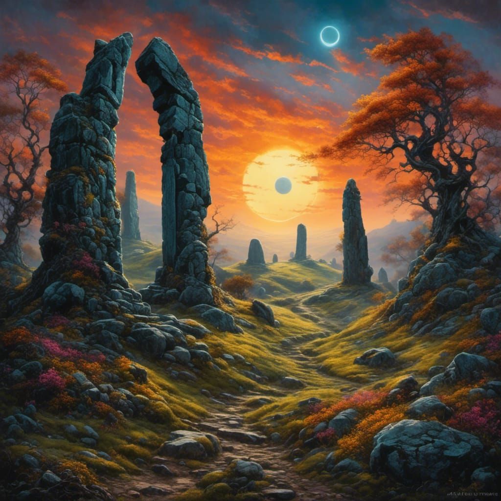 Ancient Stones, Eclipse, and Grieving Widow