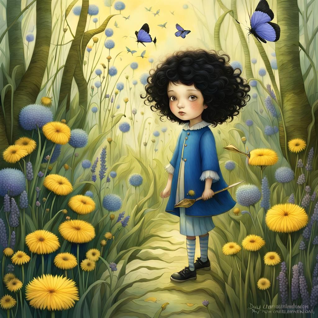Surreal Garden Adventure: Children's Book Illustration