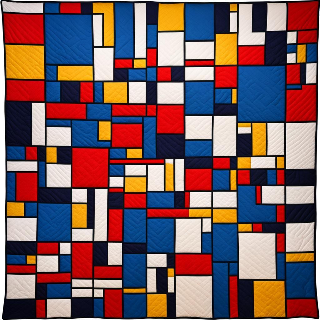 Mondrian Style Patchwork Quilt Art