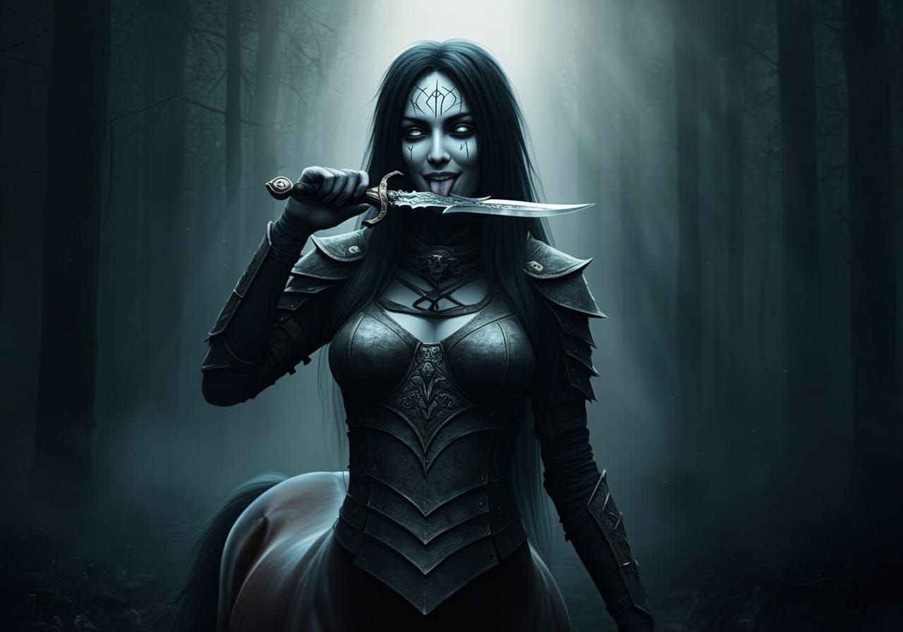 Ebony Centaur in Haunted Forest, Photorealistic Render