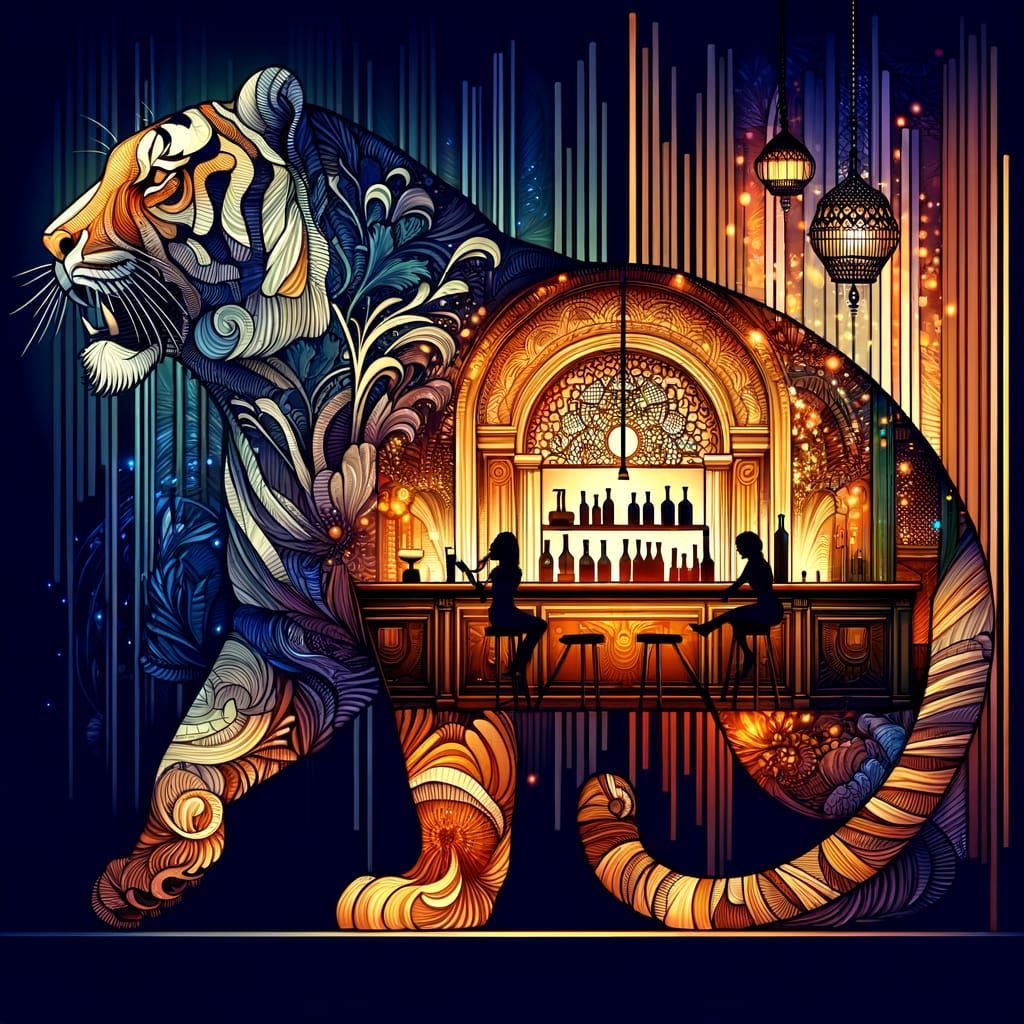 Tiger Silhouette Reveals Opulent 1920s Speakeasy
