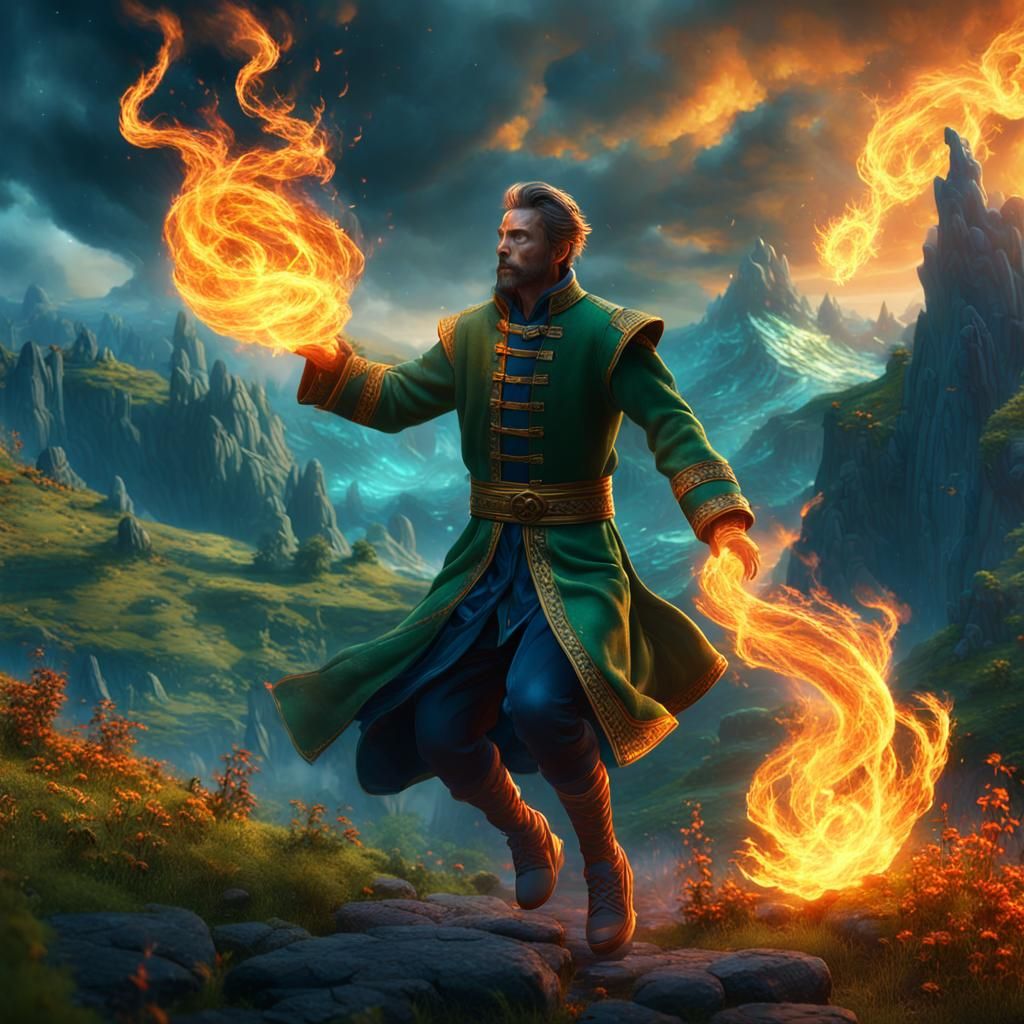 Fiery Dreamer's Leap to Paradise: Fantasy Concept Art