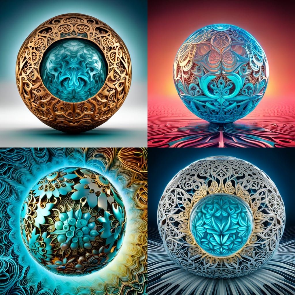 Filigree Turquoise Ball Carving in Macro Shot