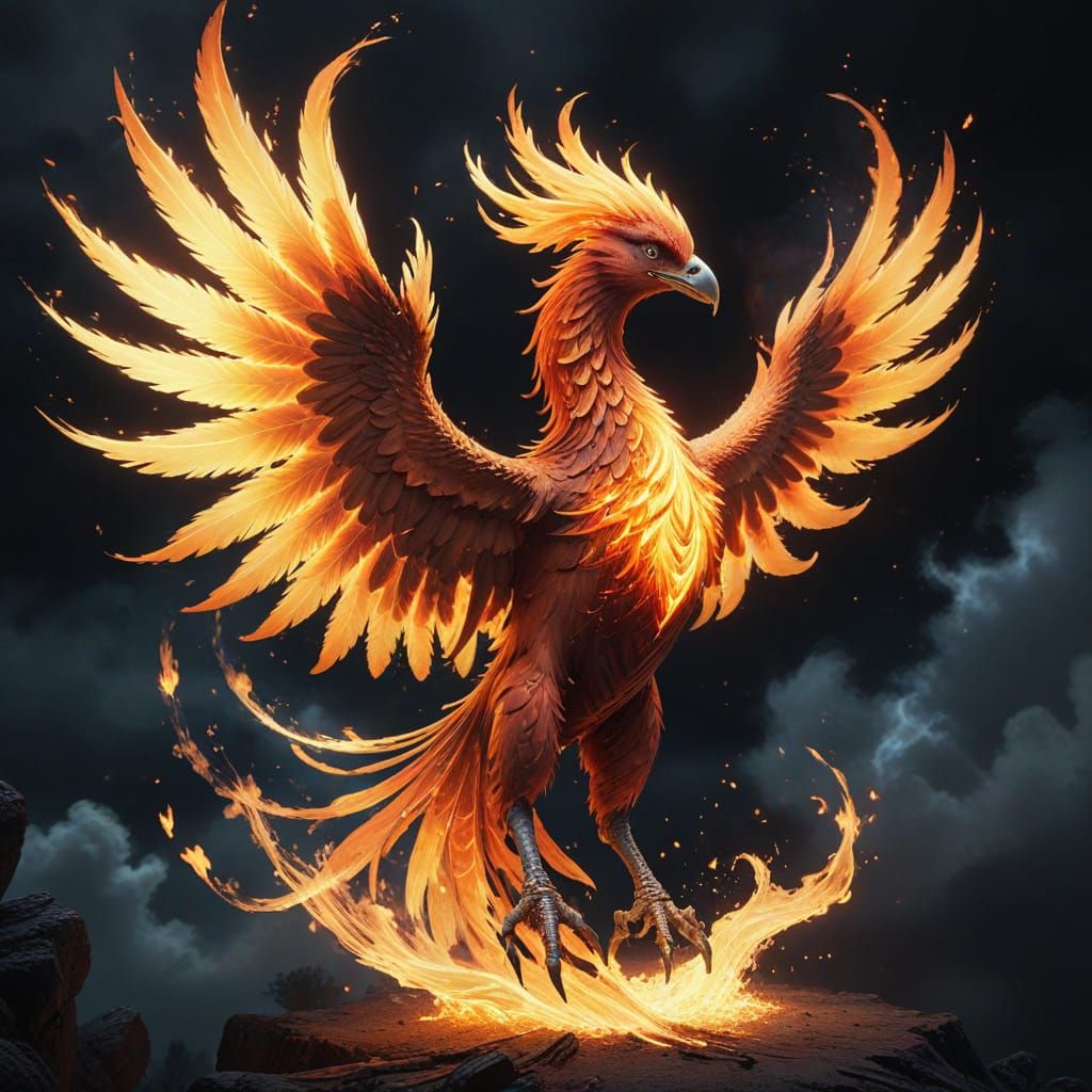 Majestic Phoenix Reborn in Mythic Splendor