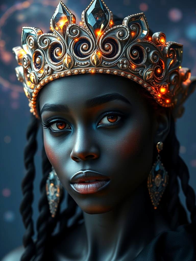 Celestial Deity Queen in Crystal Galaxy Crown