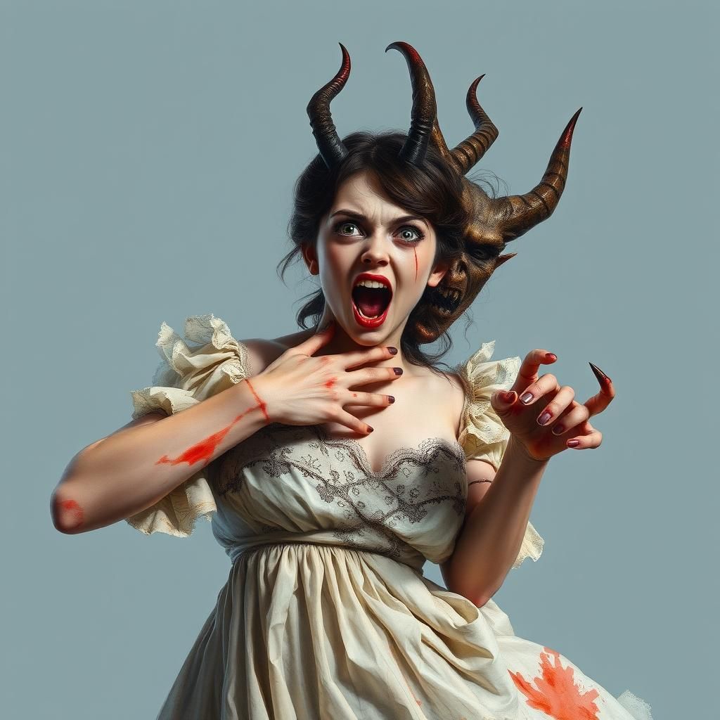 Gothic Horror: Devil Violating a Victorian Woman