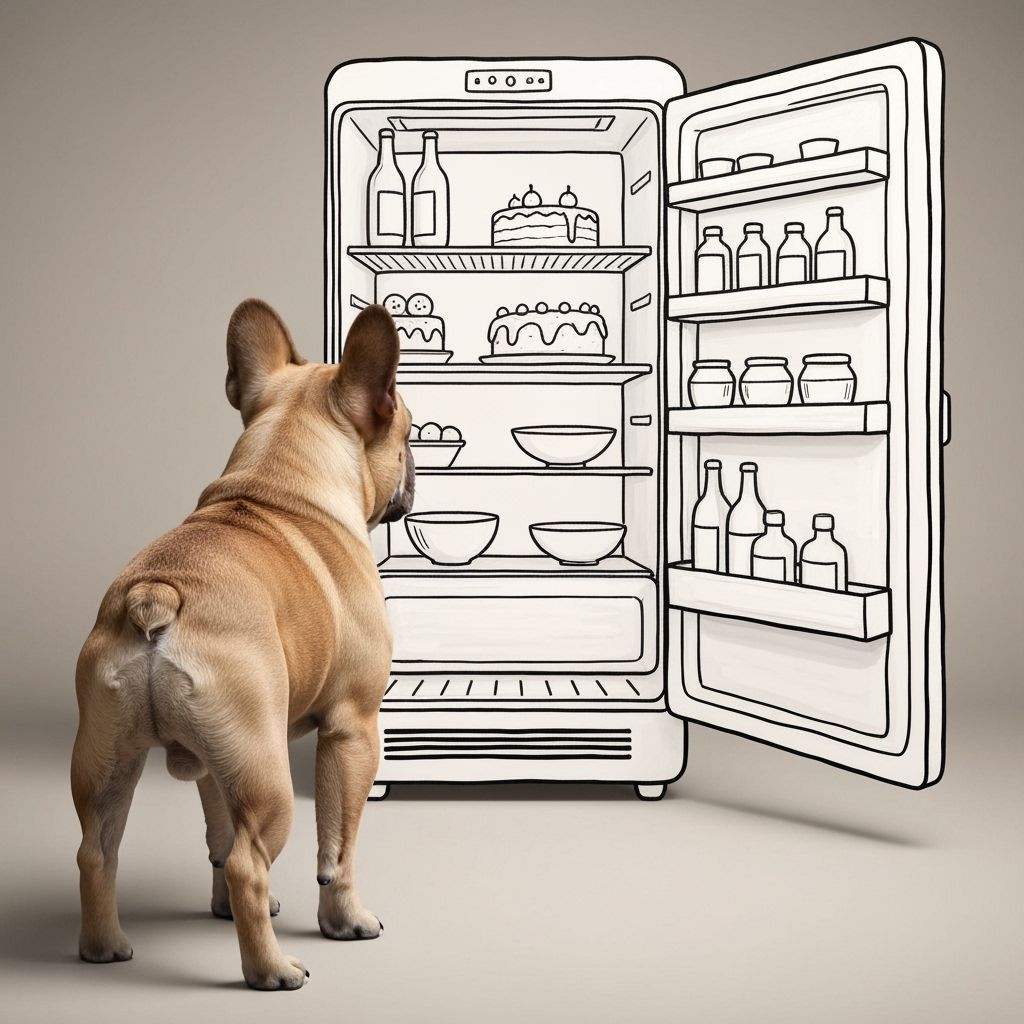 French Bulldog Views Hand-Drawn Refrigerator Photorealistica...