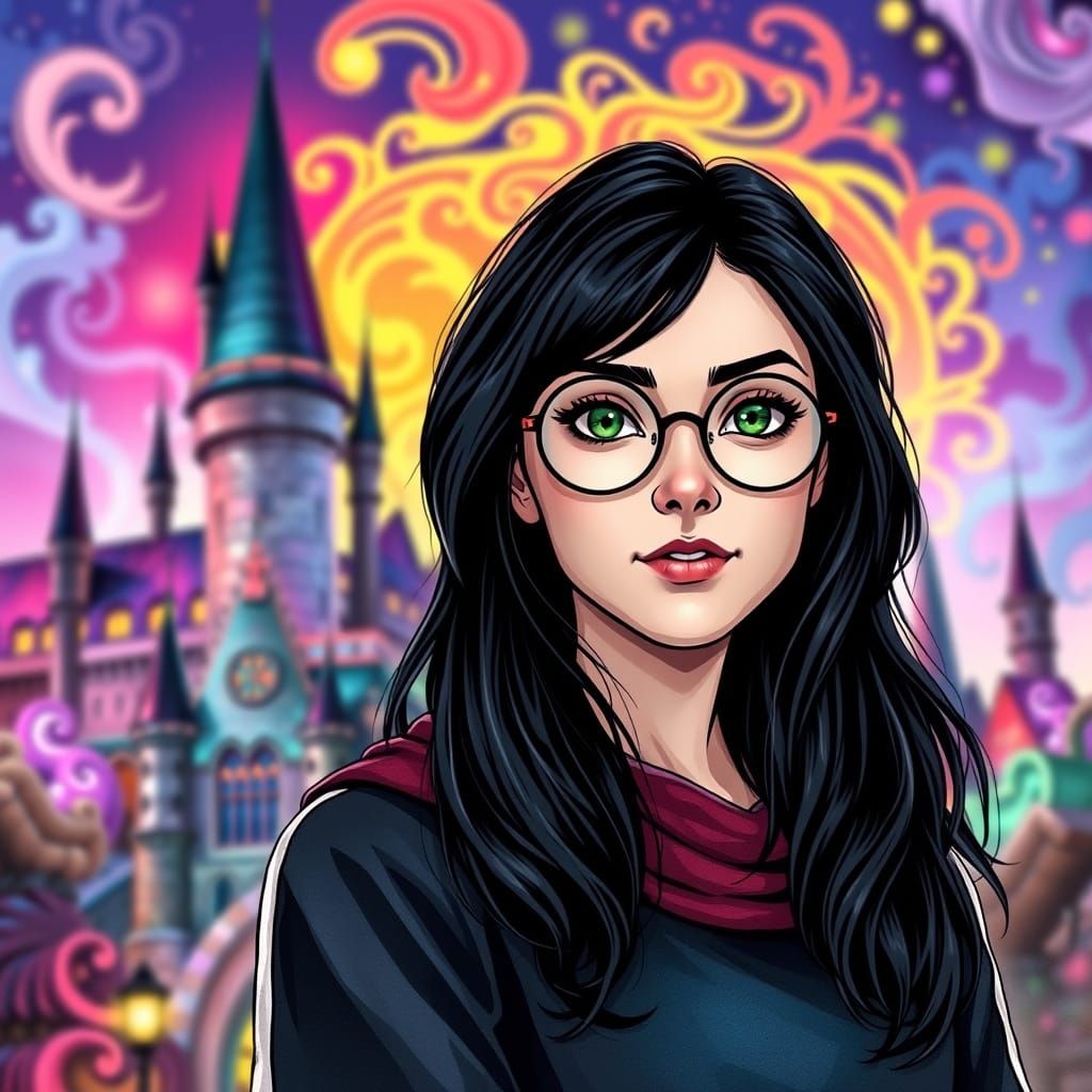 Female Harry Potter with Castle Backdrop
