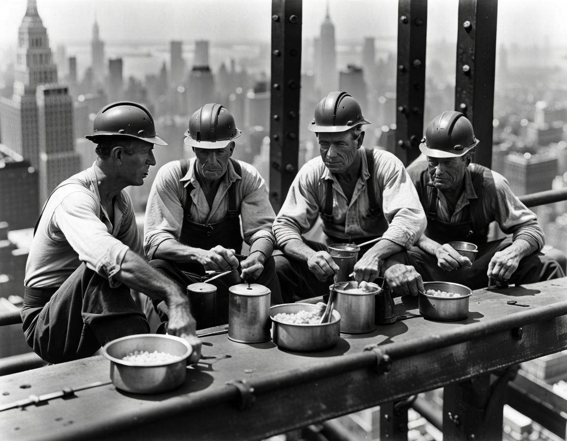 Ironworkers eating lunch