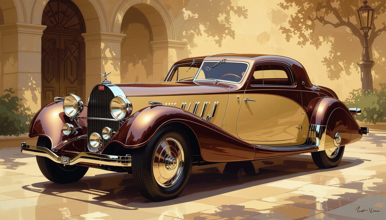 Bugatti Royale 41 Aero Coupe Oil Painting
