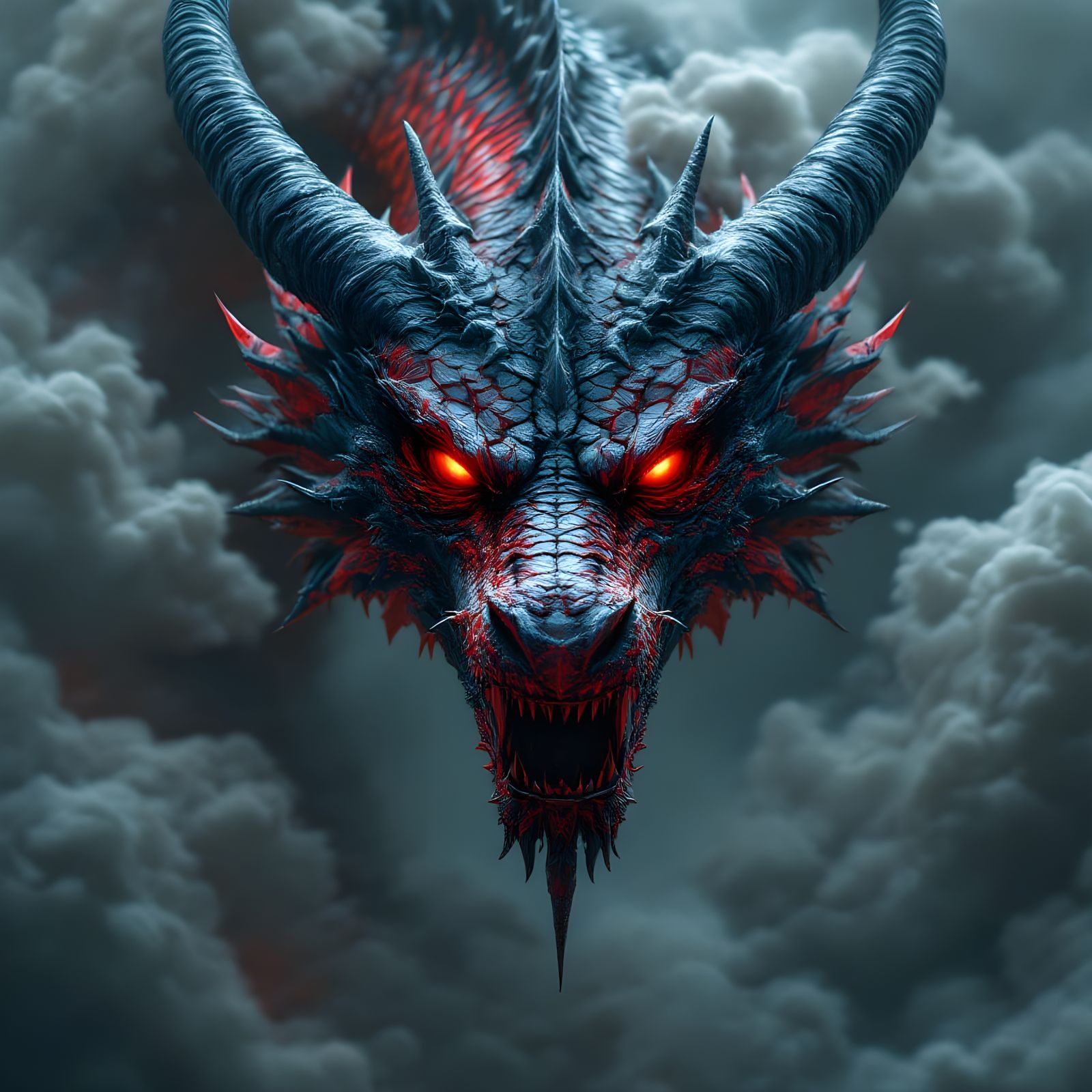 Fierce Dragon with Red Eyes in Digital Artwork