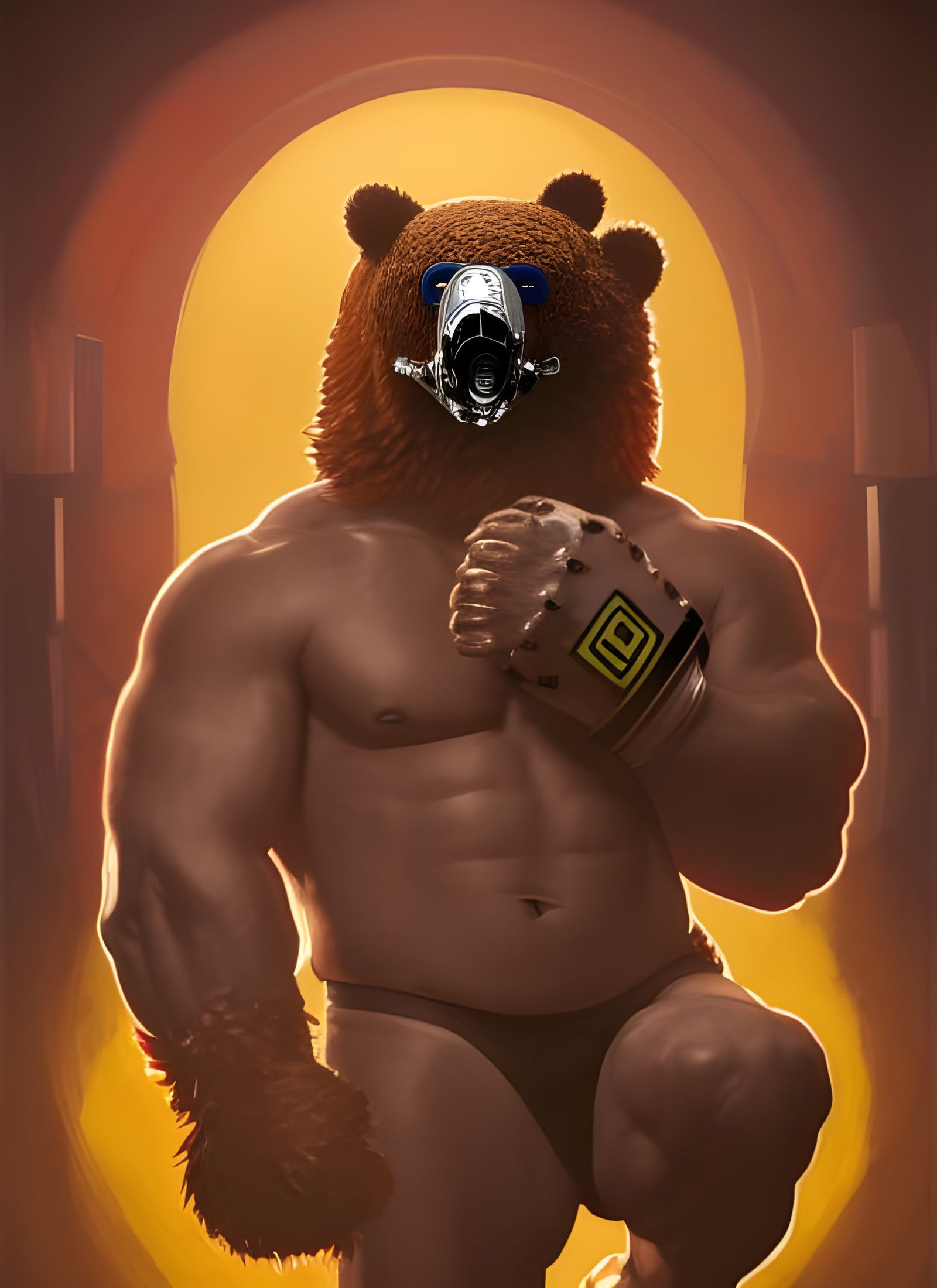 Luchador Bear Mask Portrait in Hyperdetailed Style