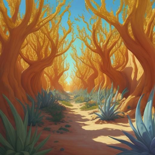 Surreal Jester in Twisted Orchard Oil Painting