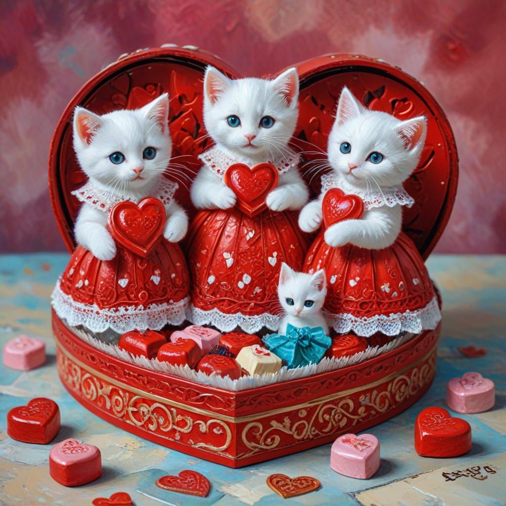 Whimsical Valentine Gift Box in Neo-Expressionist Style