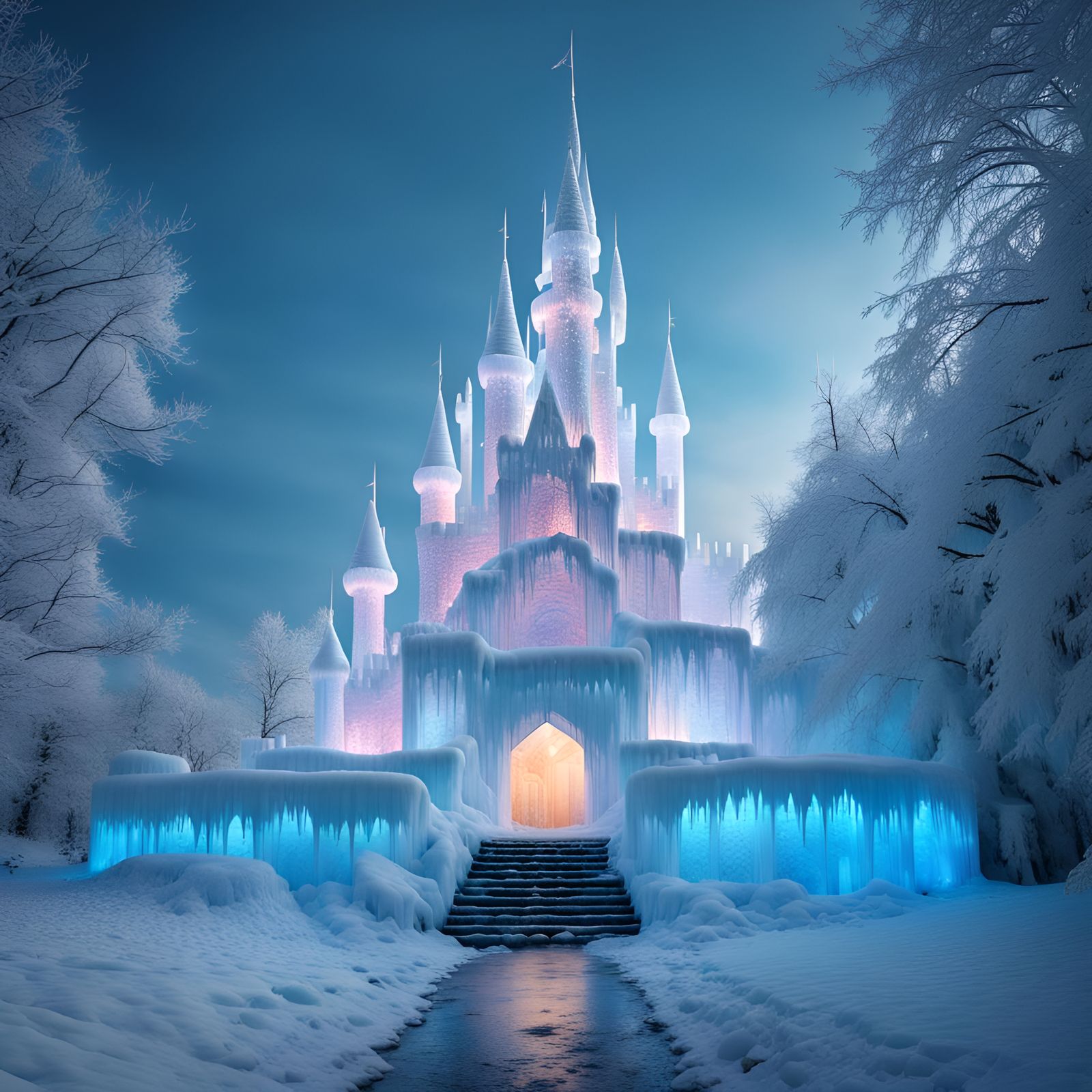 Glowing ice castle