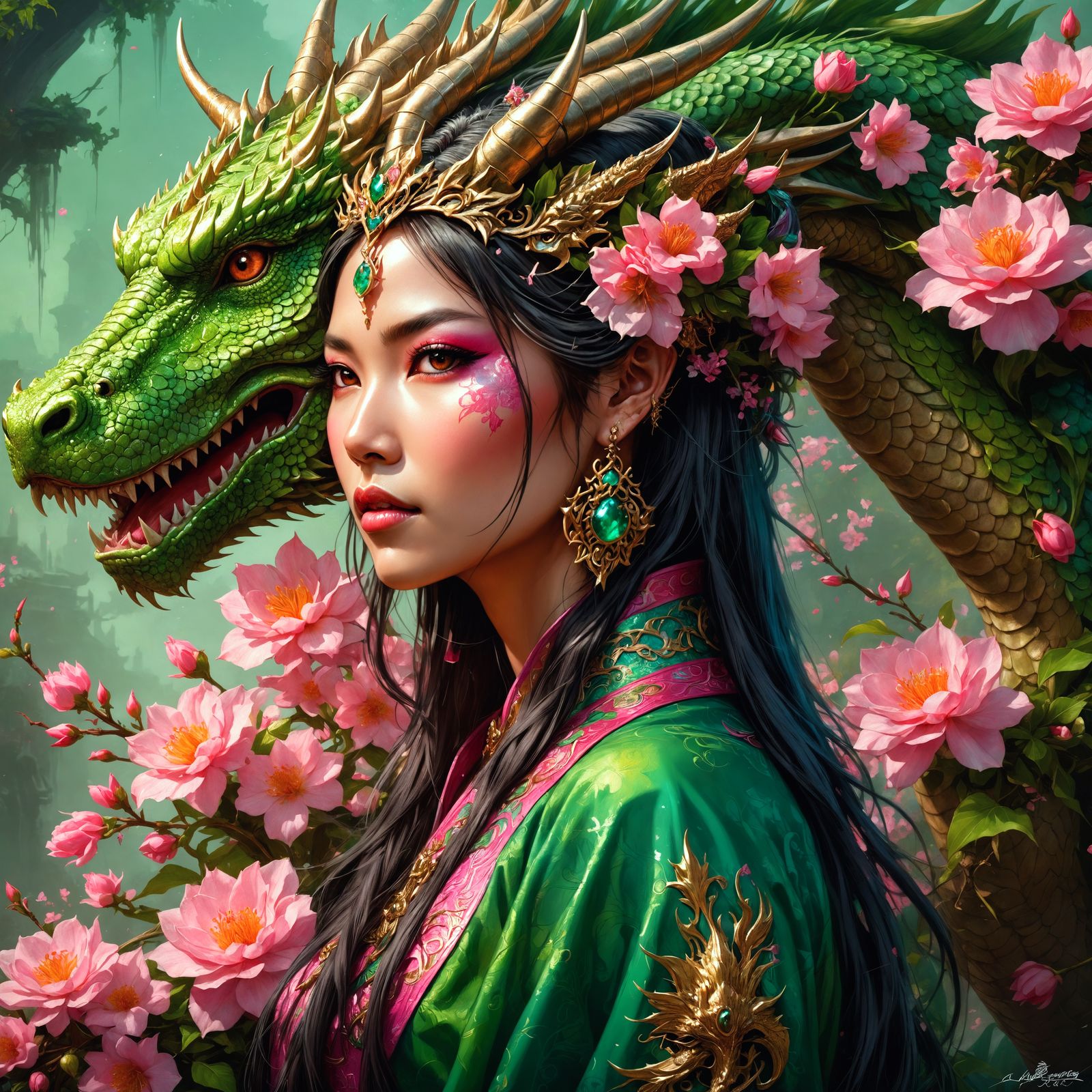 Enchanting Asian Dragon Queen Concept Art