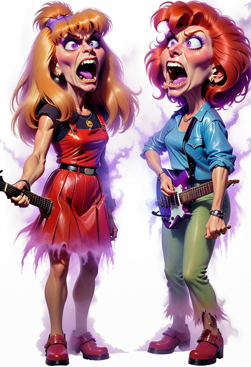 Francine and Lois as 80s Metal Rockstars
