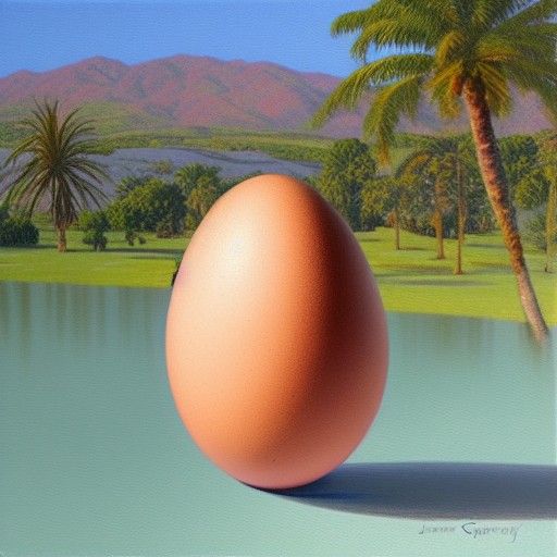 Egg Flies to Beverly Hills: Oil Painting