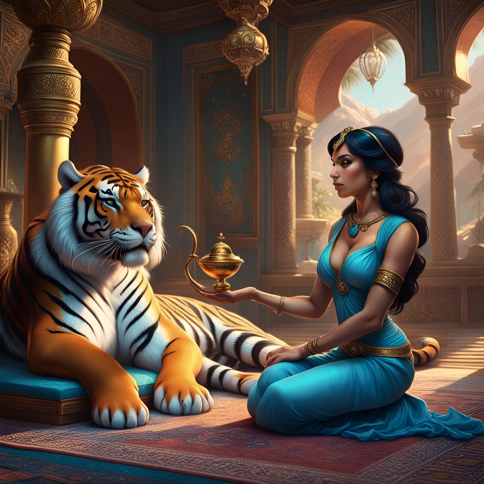 Princess Jasmine, Rasha and the Magic Lamp 🪔