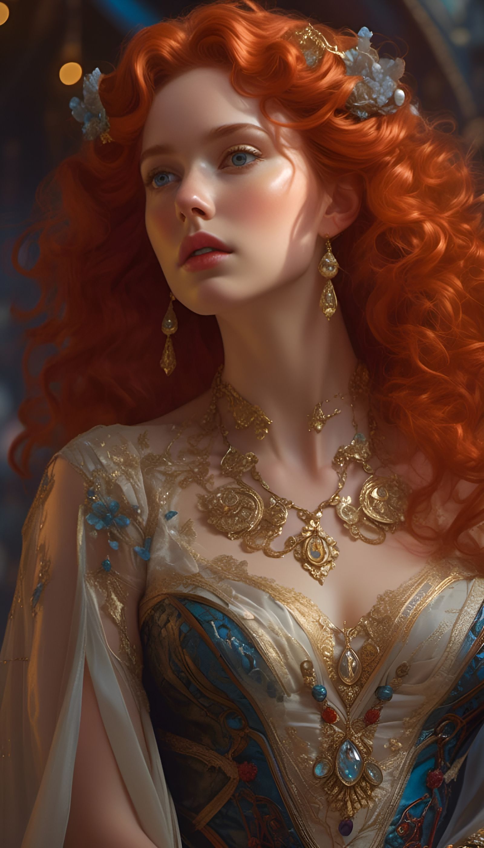 Red-Haired Goddess Portrait in Fantasy Art Style