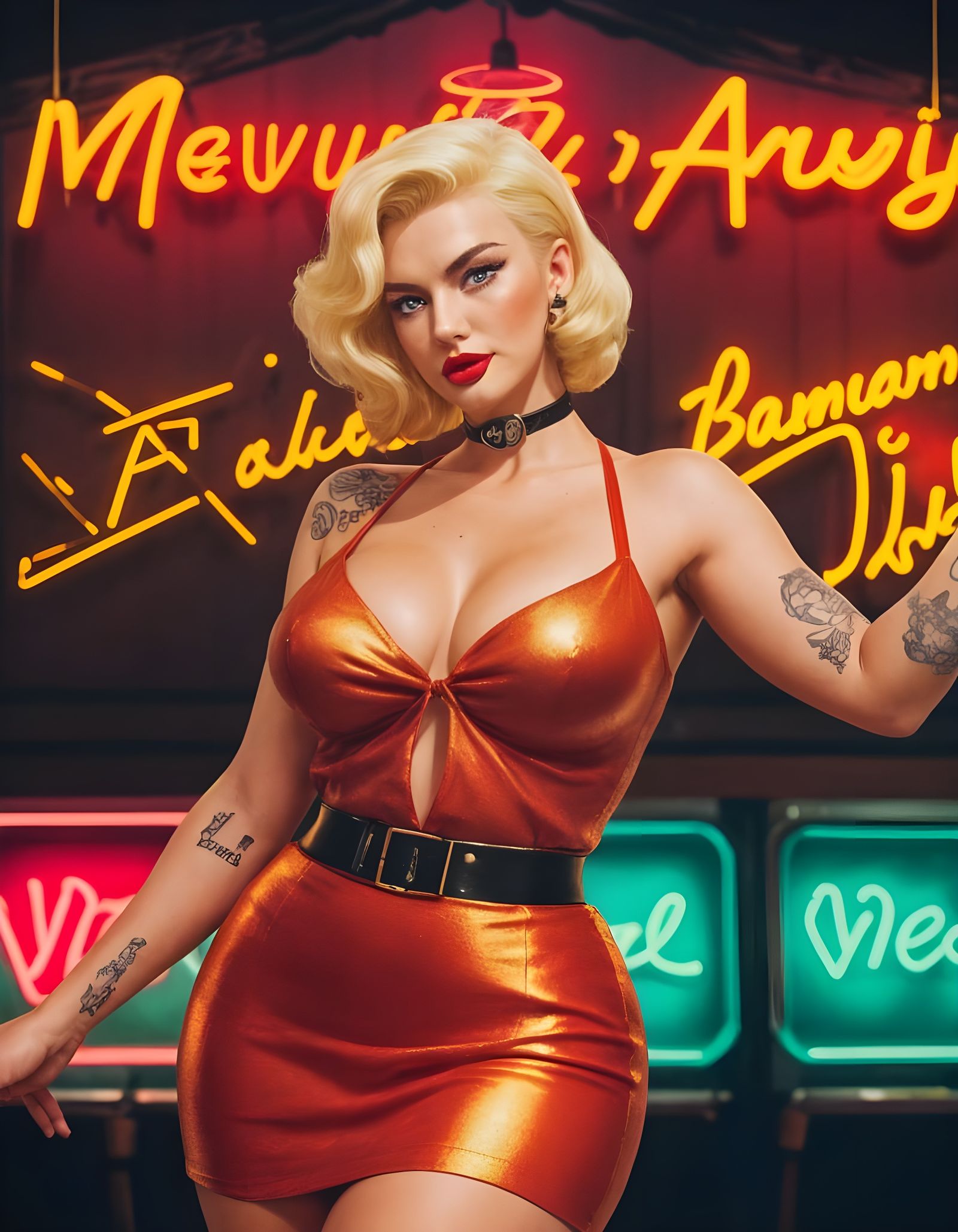 Rockabilly Dancer in 1950s Dance Hall