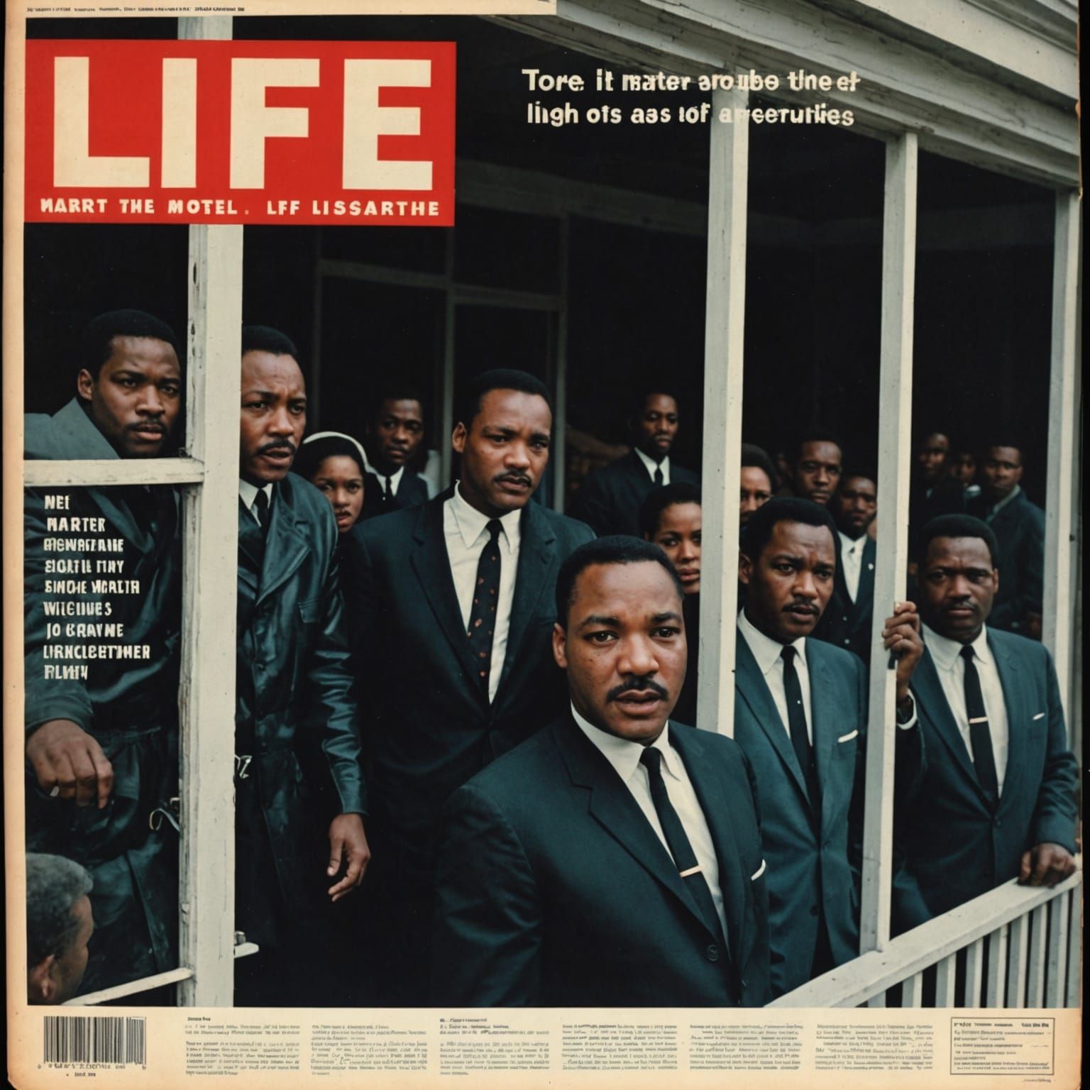 Life Magazine, April 1968, The cover showed Martin Luther King Jr. lying on the balcony of the Lorraine Motel after bein...
