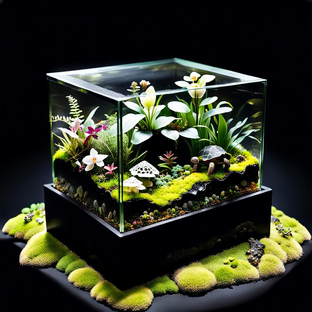Botanical Museum Terrarium with Utopian Landscape
