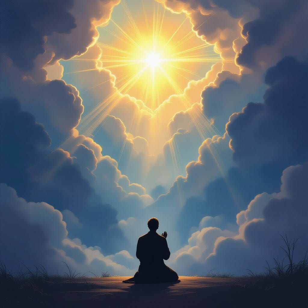 Ethereal Divine Faith Revealed in Golden Light