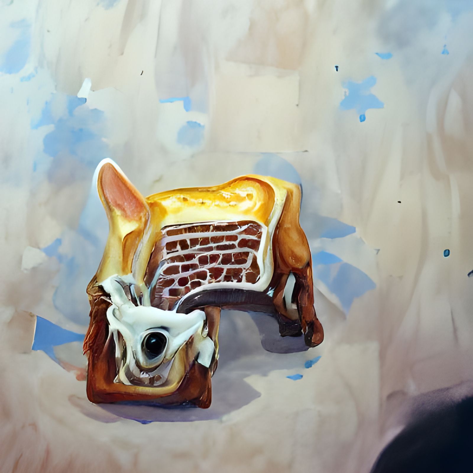 Half Goat Half Toast Gouache Painting
