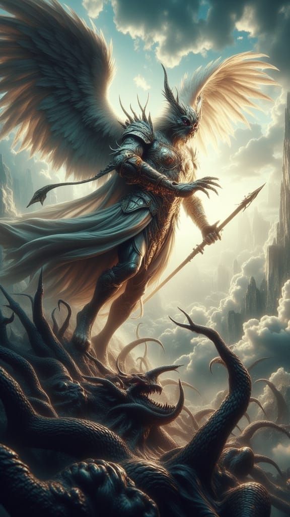 Ethereal Archangel Confronts Demonic Horde in Breathtaking S...
