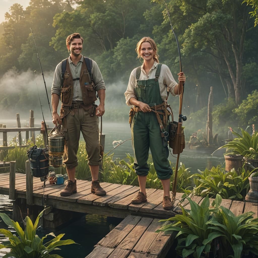 Fantasy Fishing Pier Scene in Matte Painting Style