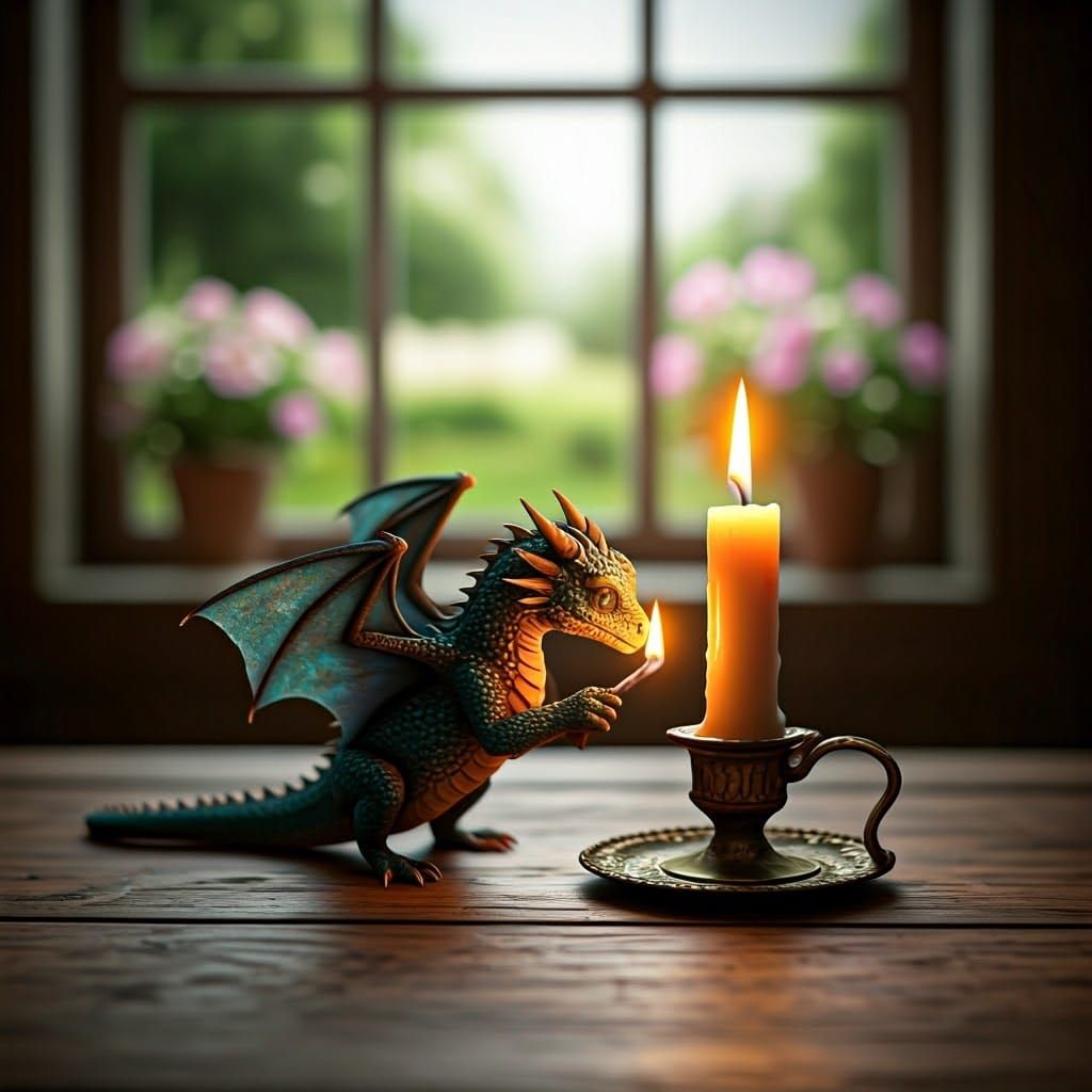 Dragon Lights Candle with Fiery Breath