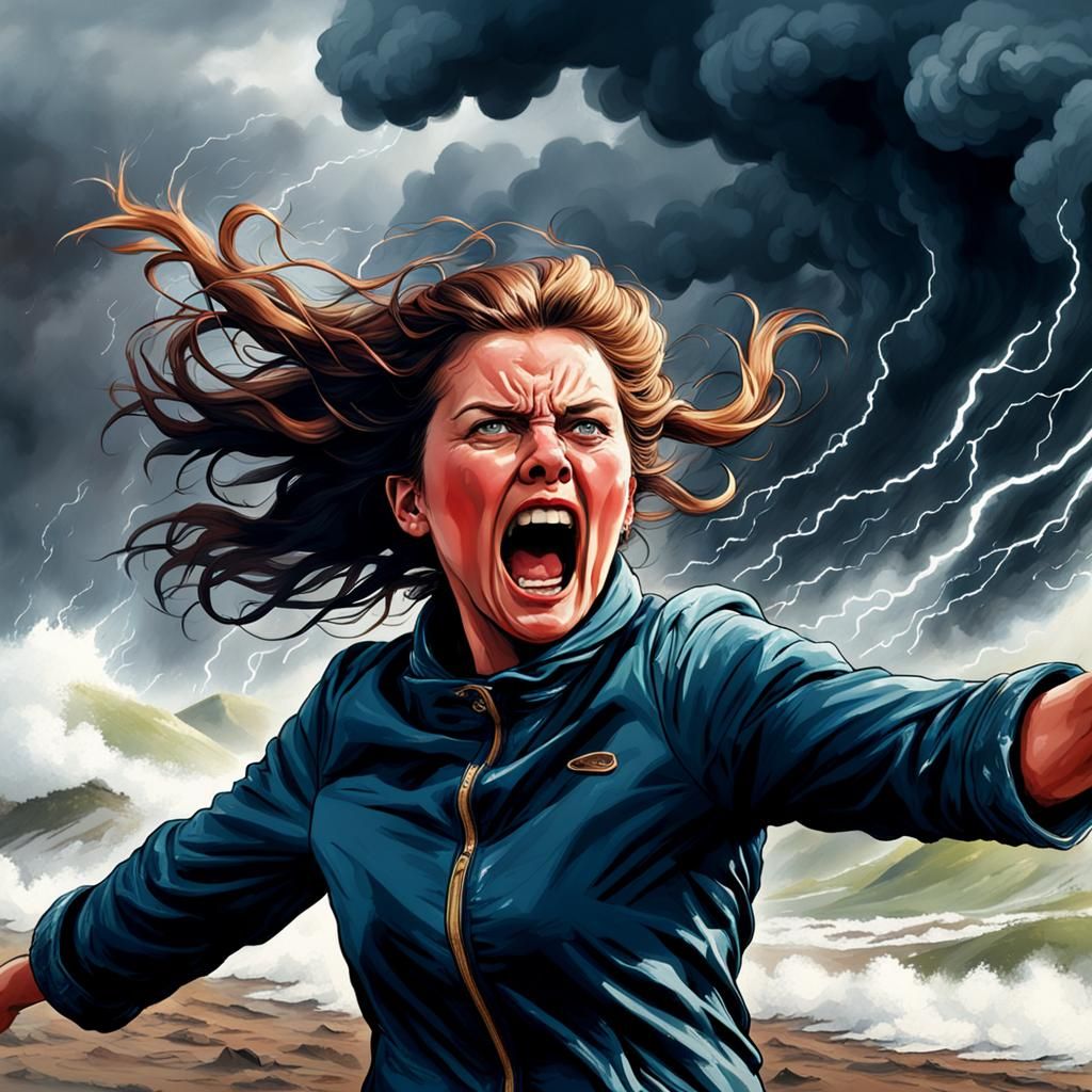 Furious Woman Creates Boiling Storm with Rage