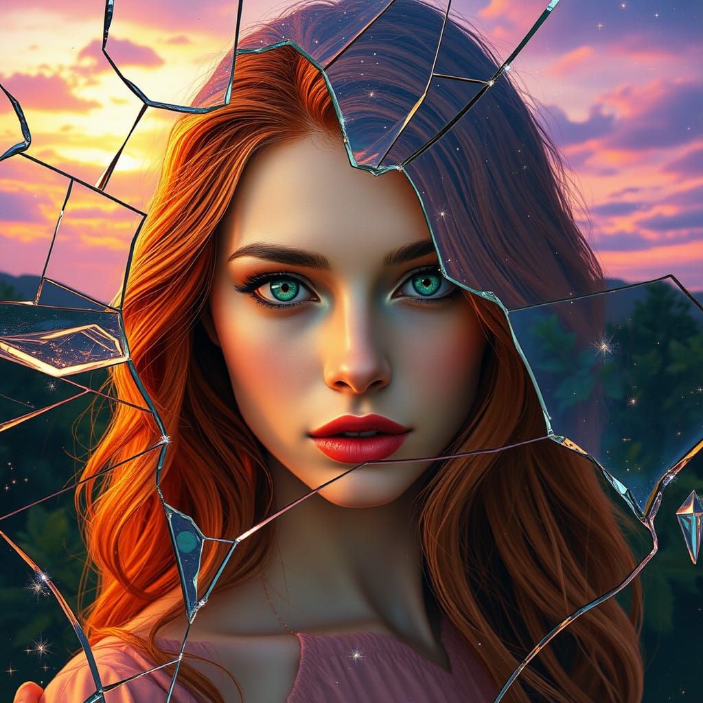 Enchanting Woman in Dreamlike Distortion