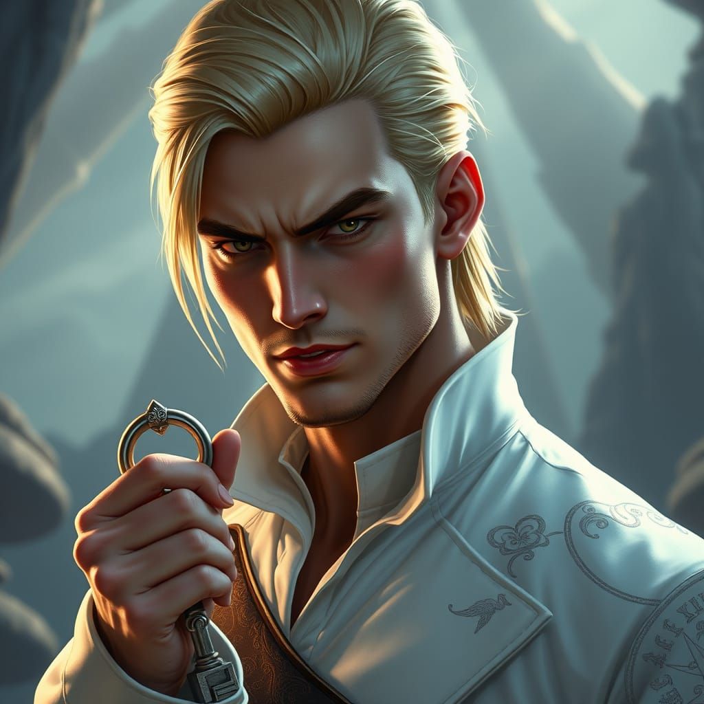 Enigmatic Trickster with Mystical Aura