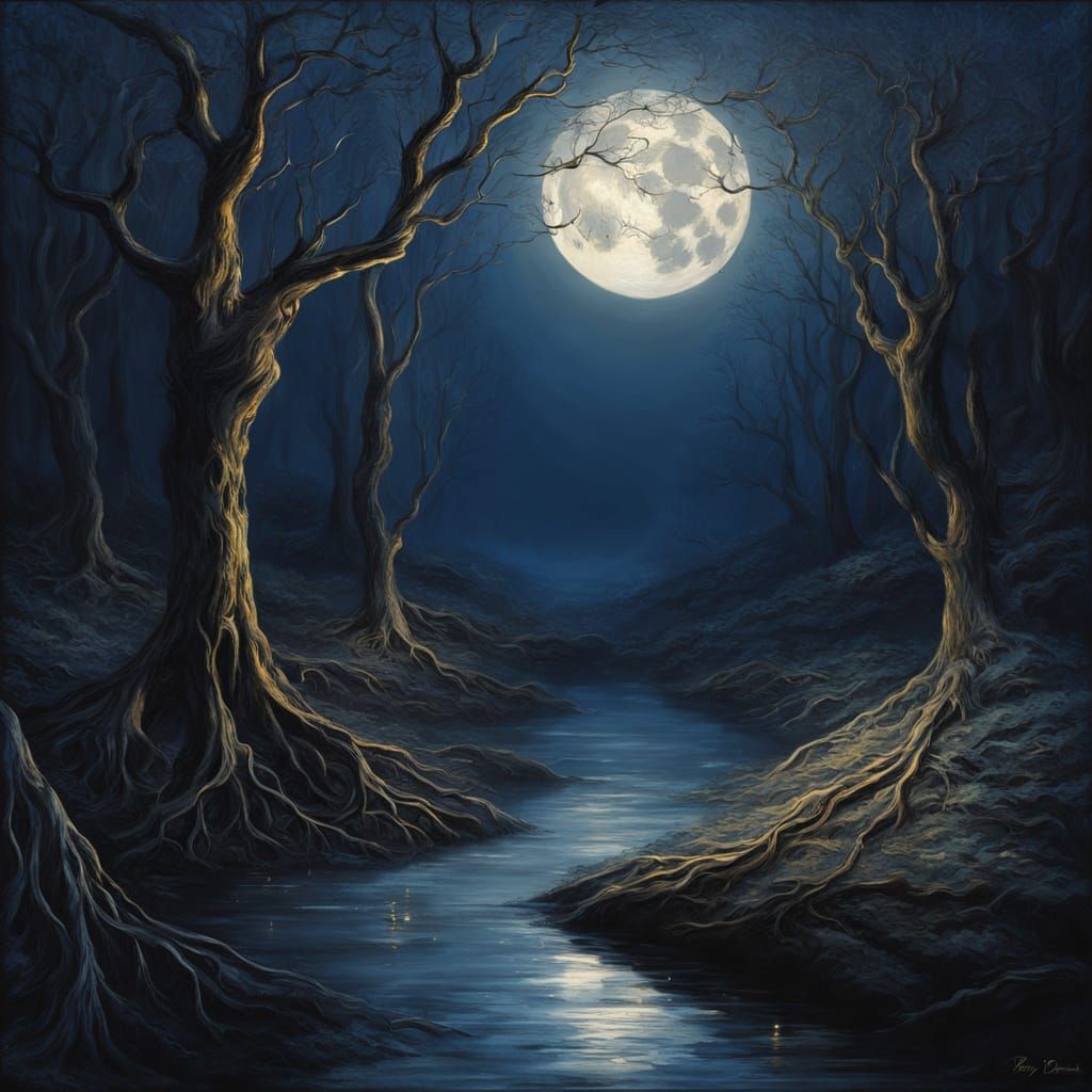 Nightingale Sings in Ethereal Moonlight Grove