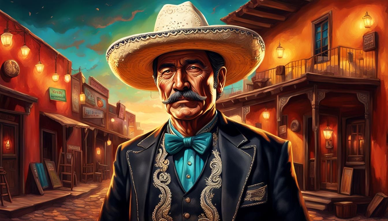 Mariachis wears Sombrero , old western saloon ambiant