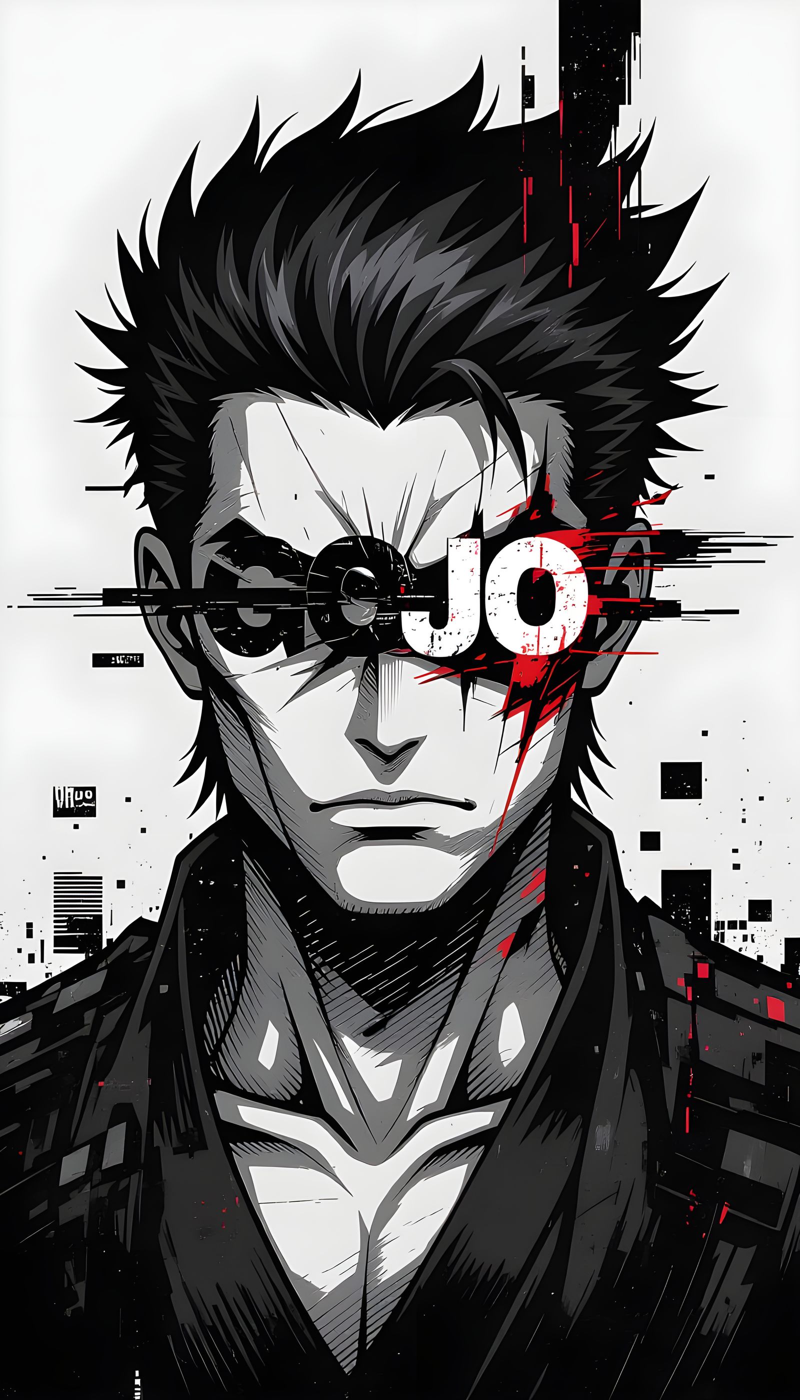 Abstract Glitch-Art Portrait with Typography