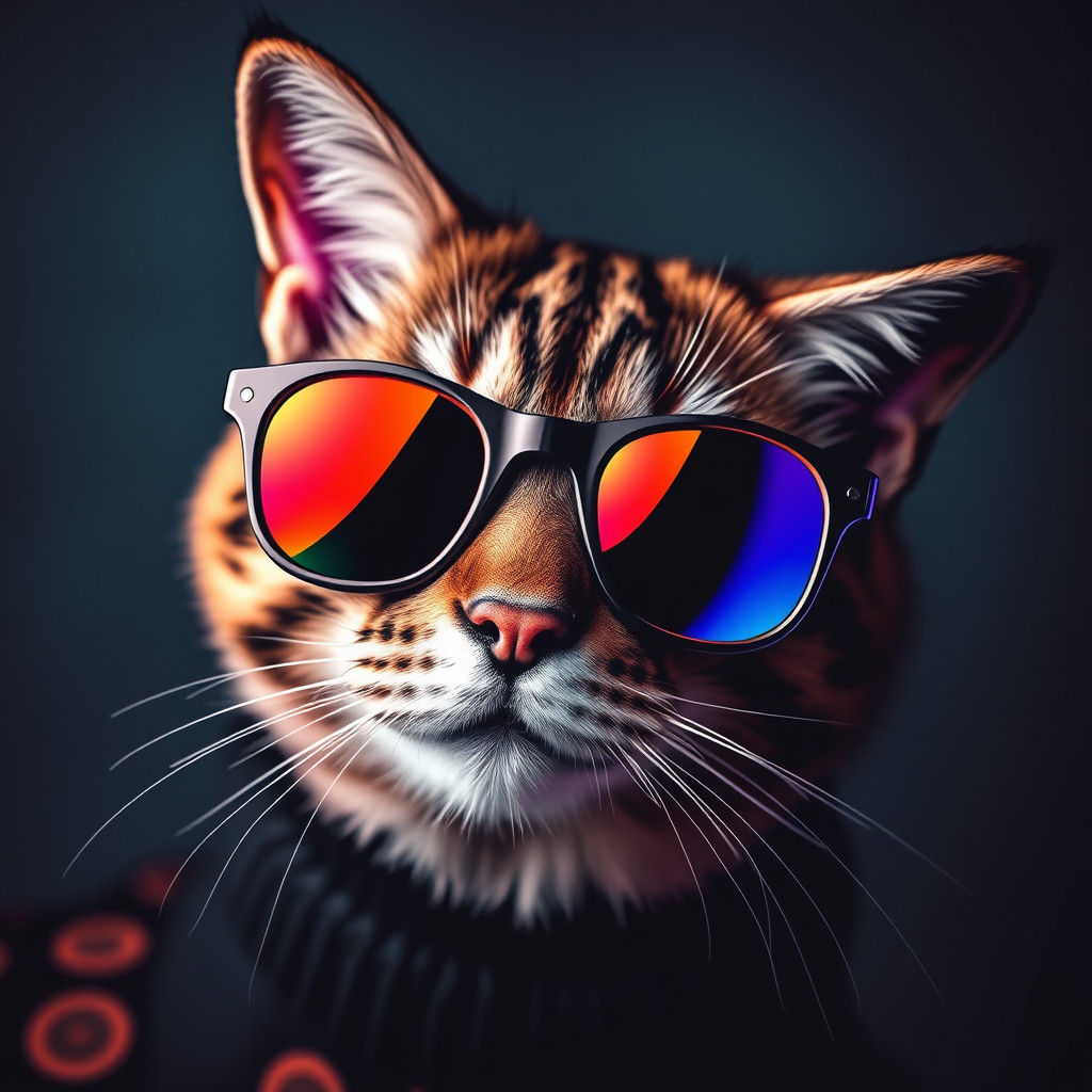 Trippy Cat in Sunglasses: Quirky Cool Design